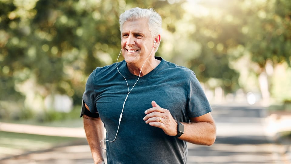 senior man running