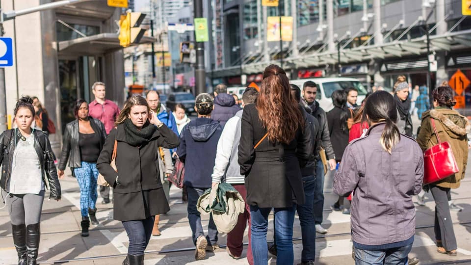 downtown pedestrians